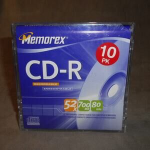 Memorex CD-R Recordable Blank CD 10 Pack 52X 700MB 80 Min Open Box